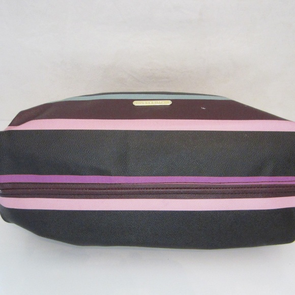 Liz Claiborne Multicolor Striped Double Strapped Gold Accent 3 Compartment Purse - Picture 8 of 12